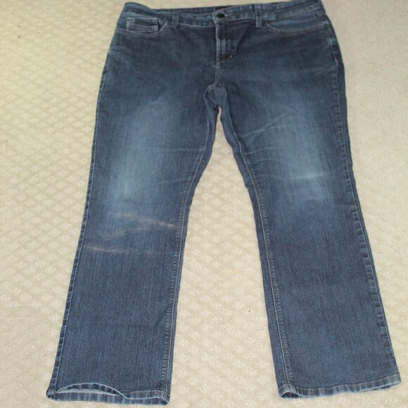 NYDJ Marilyn Straight Jeans Size 16 Blue Medium Wash Lift Tuck Technology Denim - Picture 1 of 5